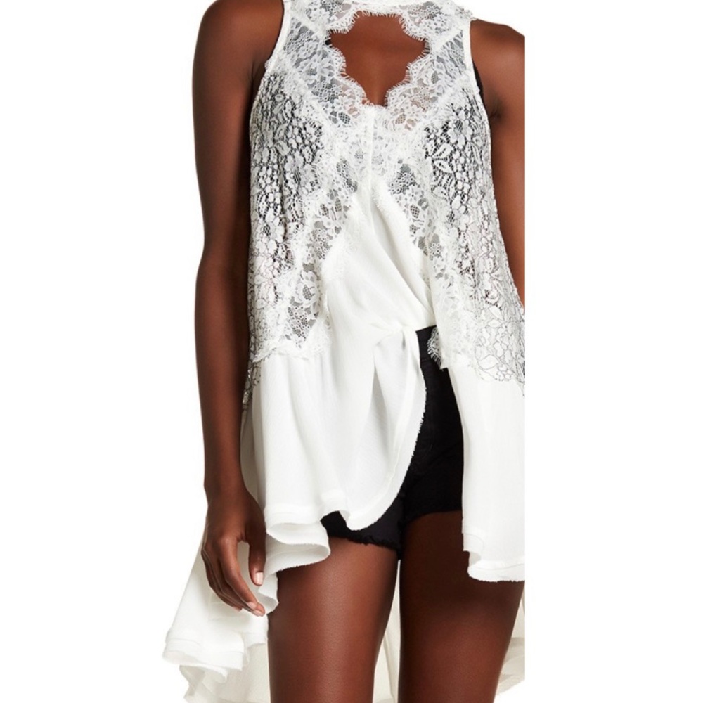 Free People White Lace Tank Top